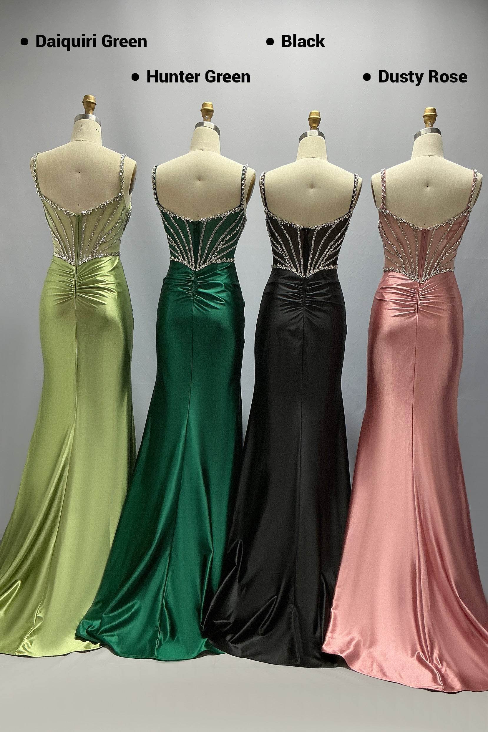 Elegant Sheath Column Sweep Brush Train Stretch Satin Prom Dress for Prom