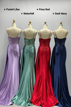 Elegant Sheath Column Sweep Brush Train Stretch Satin Prom Dress for Prom