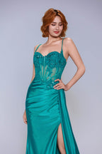 Elegant Sheath Column Sweep Brush Train Stretch Satin Prom Dress for Prom