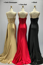 Elegant Sheath Column Sweep Brush Train Stretch Satin Prom Dress for Prom