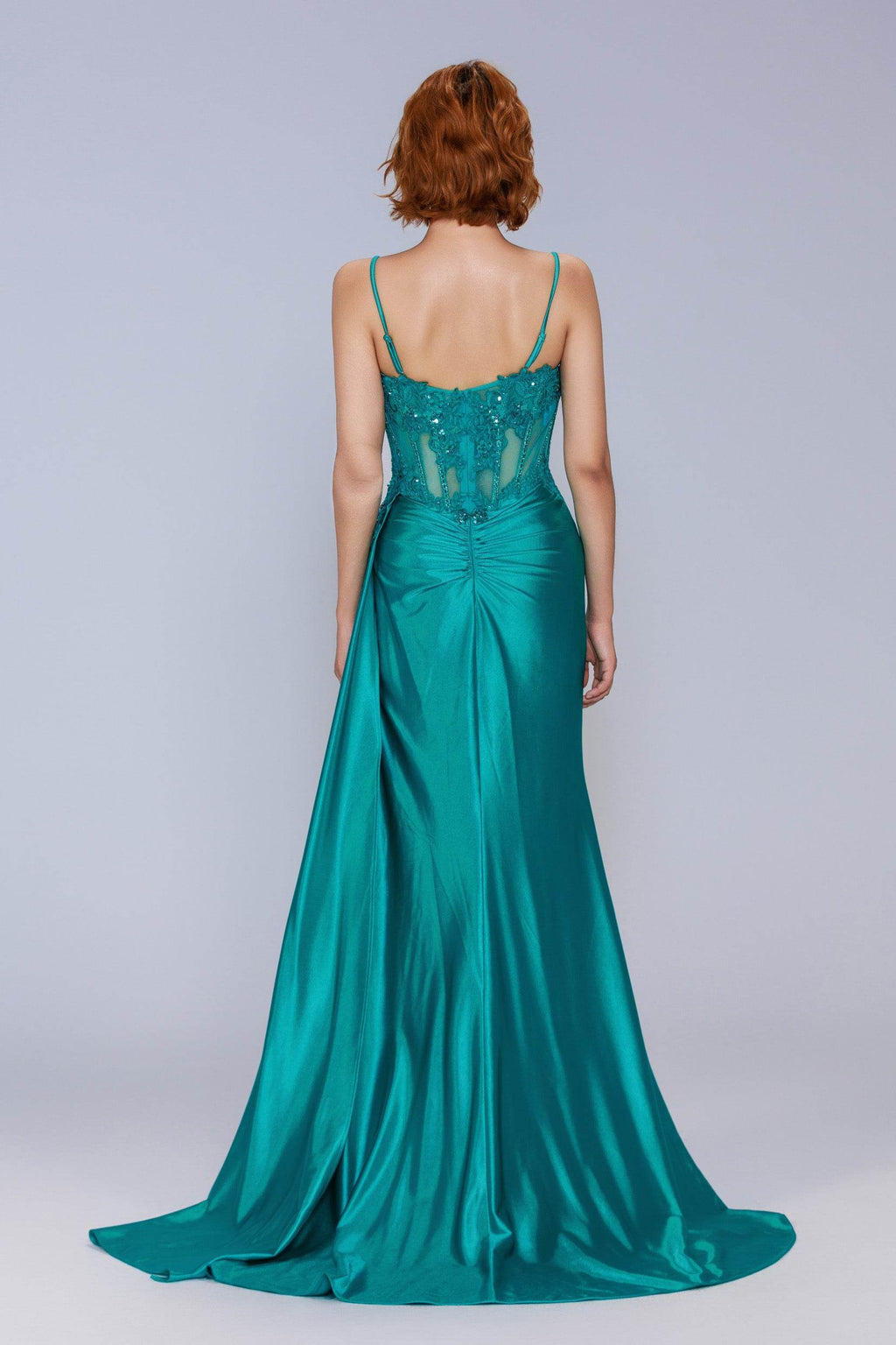 Elegant Sheath Column Sweep Brush Train Stretch Satin Prom Dress for Prom