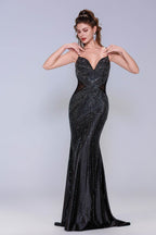 Elegant Sheath Column Sweep Brush Train Sequined Prom Dress for Prom