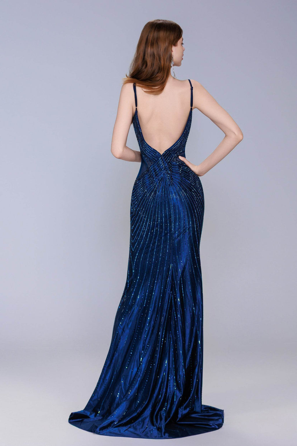 Elegant Sheath Column Sweep Brush Train Sequined Prom Dress for Prom