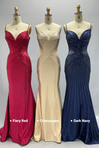 Elegant Sheath Column Sweep Brush Train Sequined Prom Dress for Prom