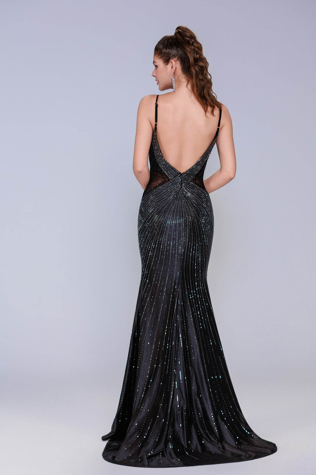 Elegant Sheath Column Sweep Brush Train Sequined Prom Dress for Prom