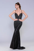 Elegant Sheath Column Sweep Brush Train Sequined Prom Dress for Prom