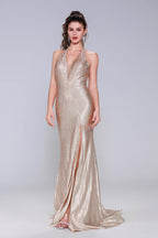 Elegant Sheath Column Sweep Brush Train Sequined Prom Dress for Prom