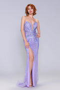 Elegant Sheath Column Sweep Brush Train Sequined Prom Dress for Prom