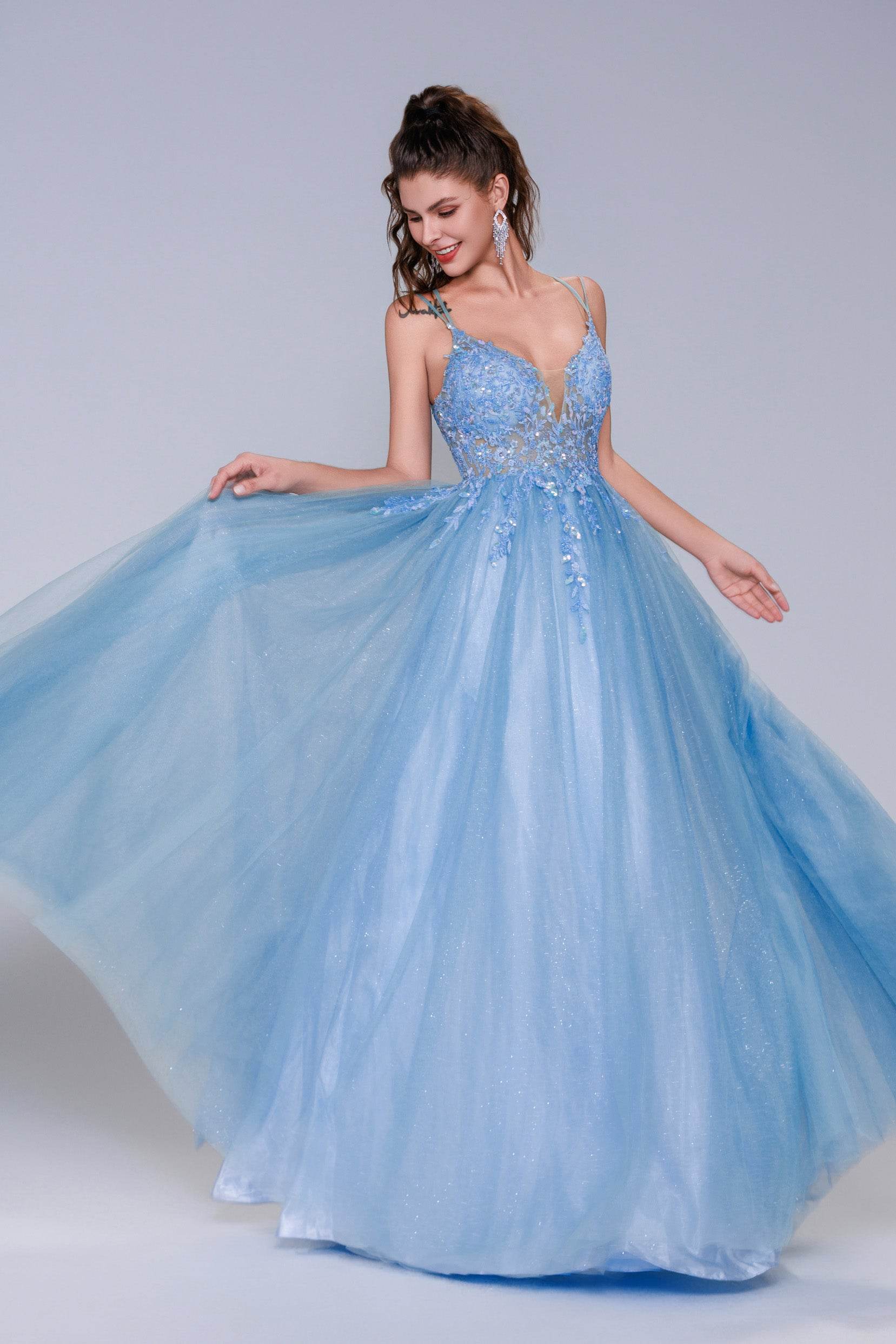 Elegant A Line Maxi Tulle Prom Dress for Prom