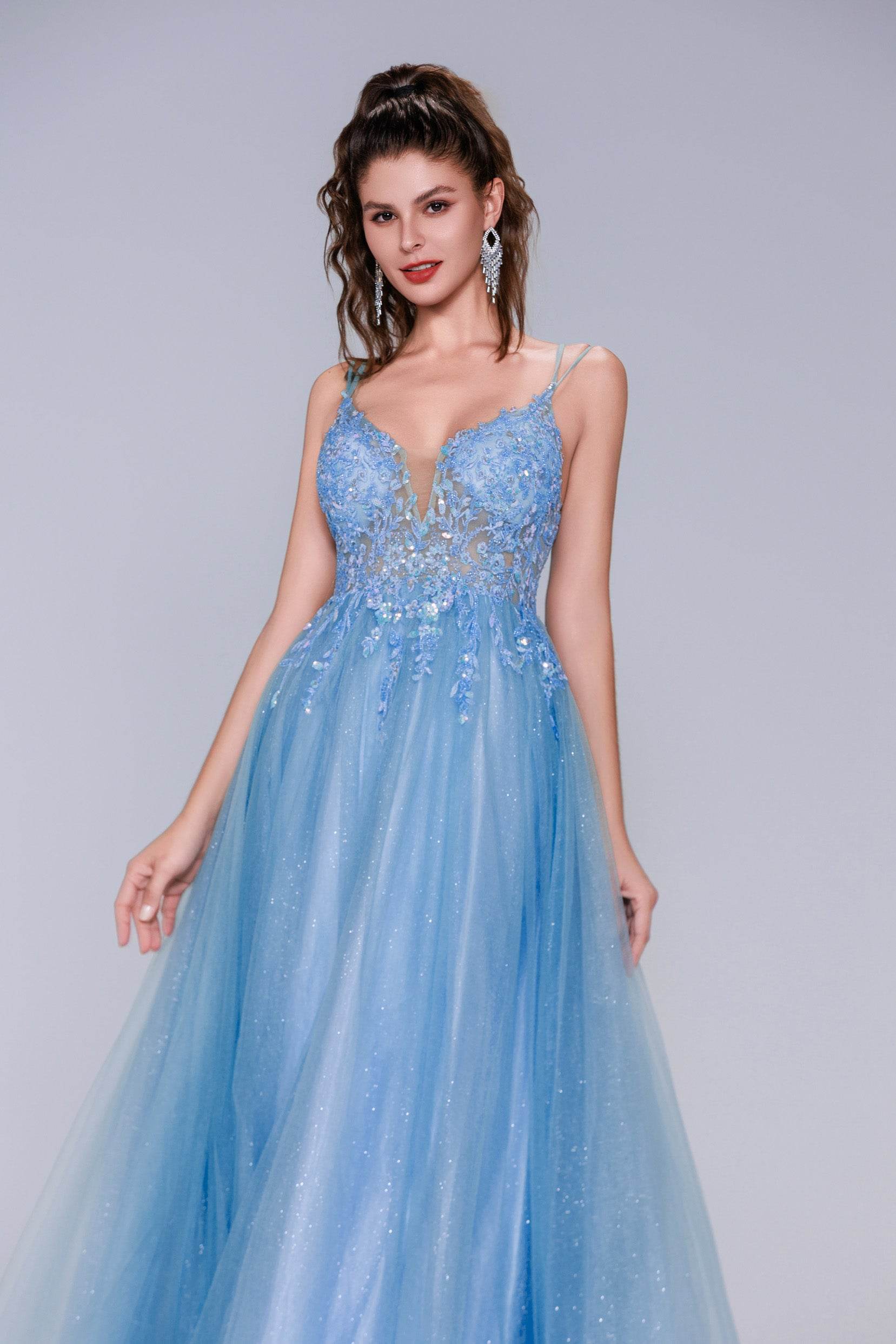 Elegant A Line Maxi Tulle Prom Dress for Prom