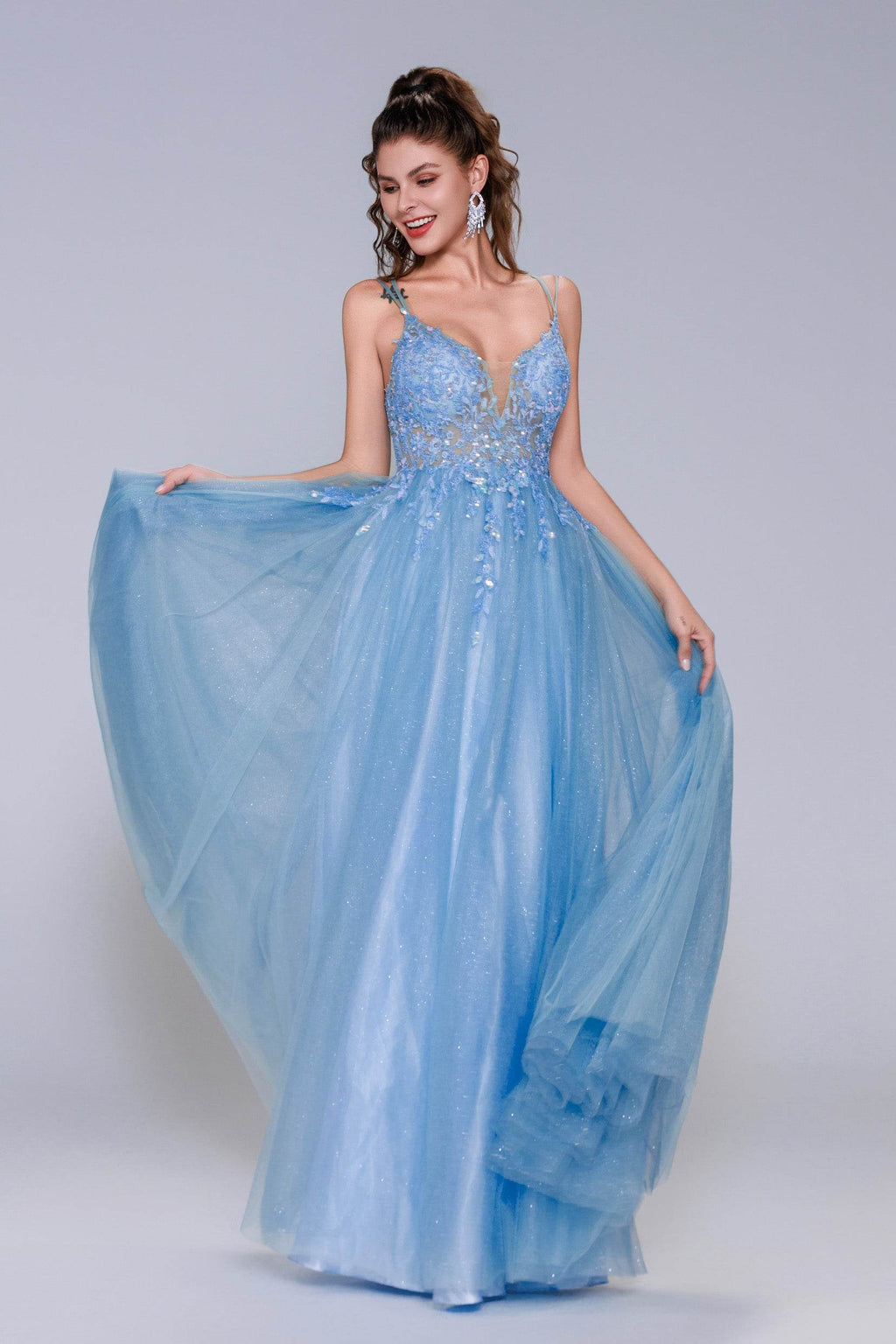 Elegant A Line Maxi Tulle Prom Dress for Prom