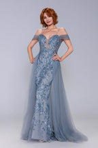 Elegant Sheath Column Maxi Tulle Prom Dress for Prom