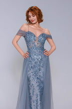 Elegant Sheath Column Maxi Tulle Prom Dress for Prom