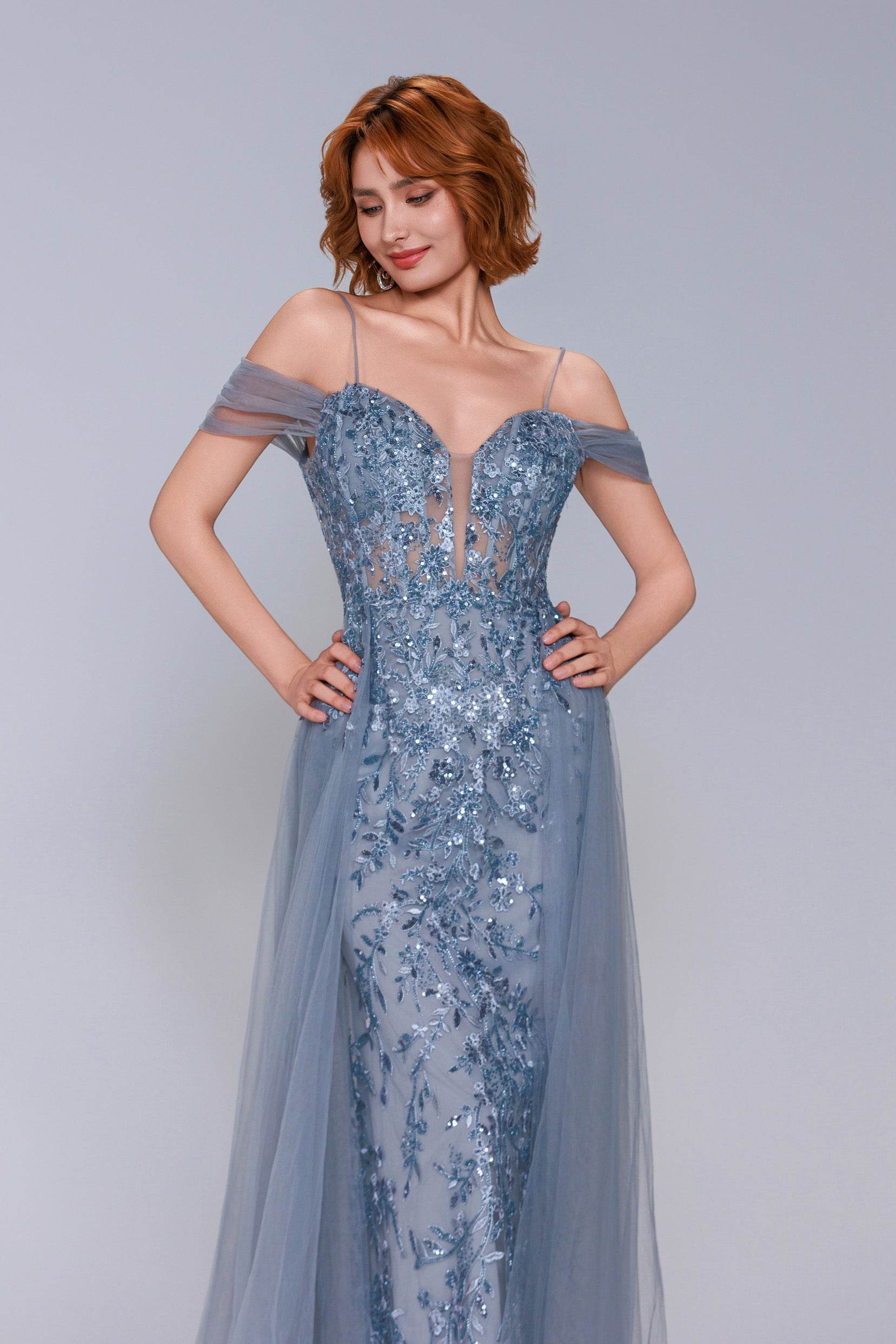 Elegant Sheath Column Maxi Tulle Prom Dress for Prom