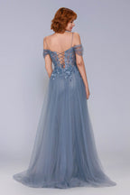 Elegant Sheath Column Maxi Tulle Prom Dress for Prom