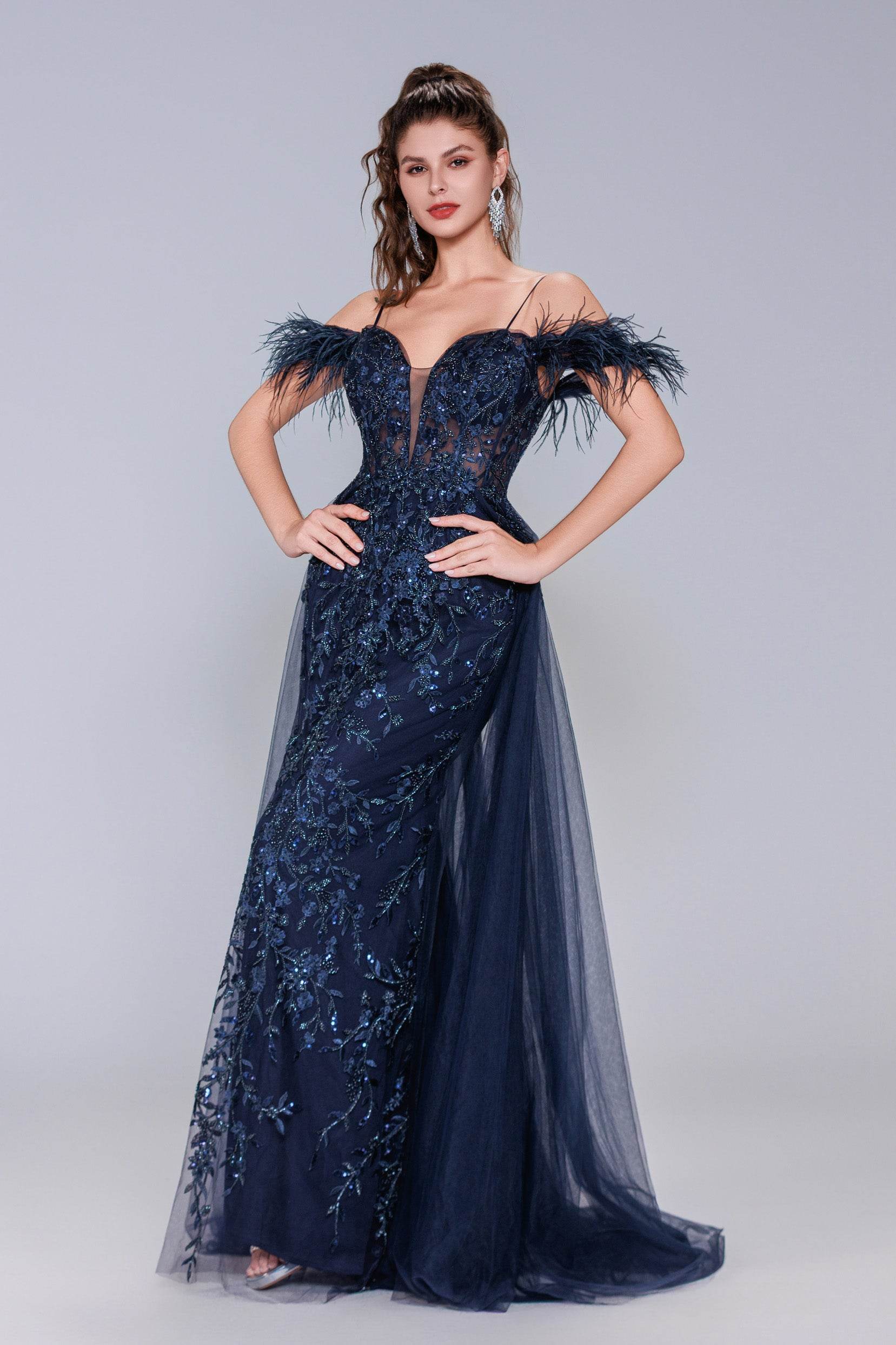 Elegant Sheath Column Maxi Tulle Prom Dress for Prom