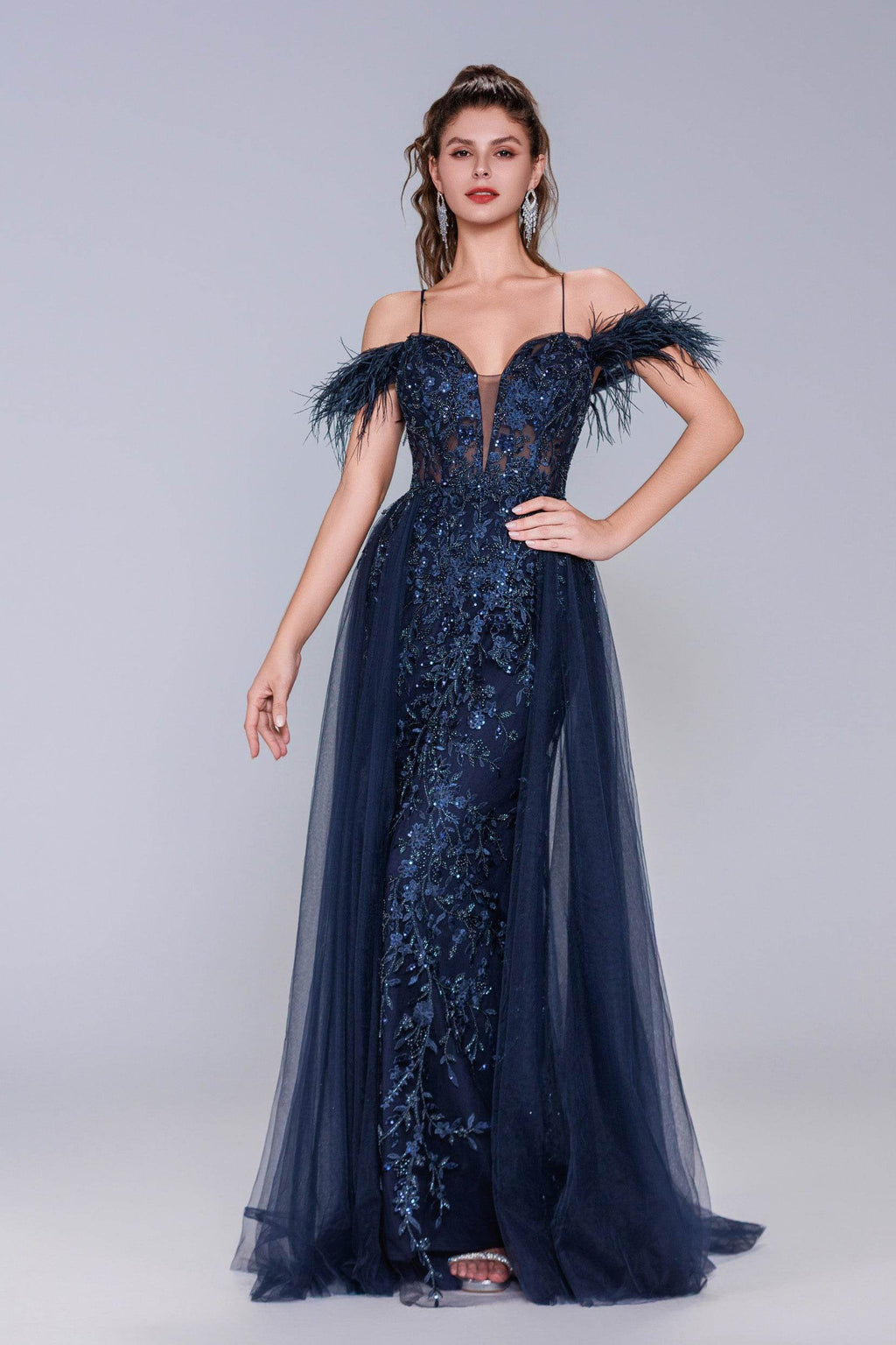 Elegant Sheath Column Maxi Tulle Prom Dress for Prom