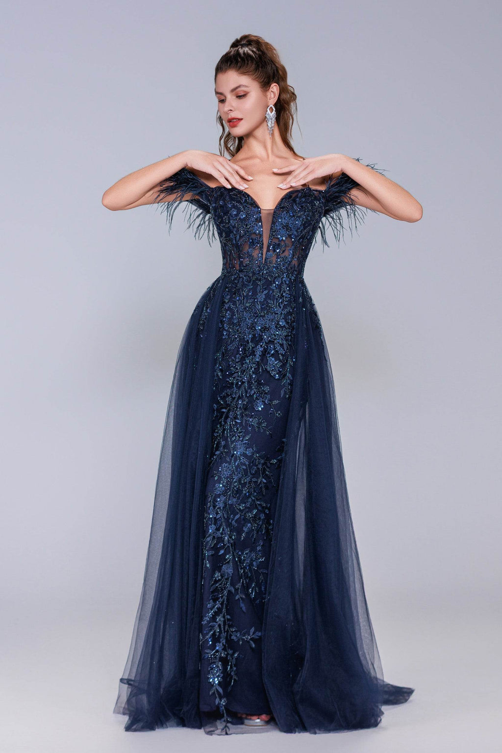 Elegant Sheath Column Maxi Tulle Prom Dress for Prom