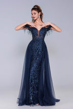 Elegant Sheath Column Maxi Tulle Prom Dress for Prom