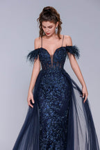 Elegant Sheath Column Maxi Tulle Prom Dress for Prom