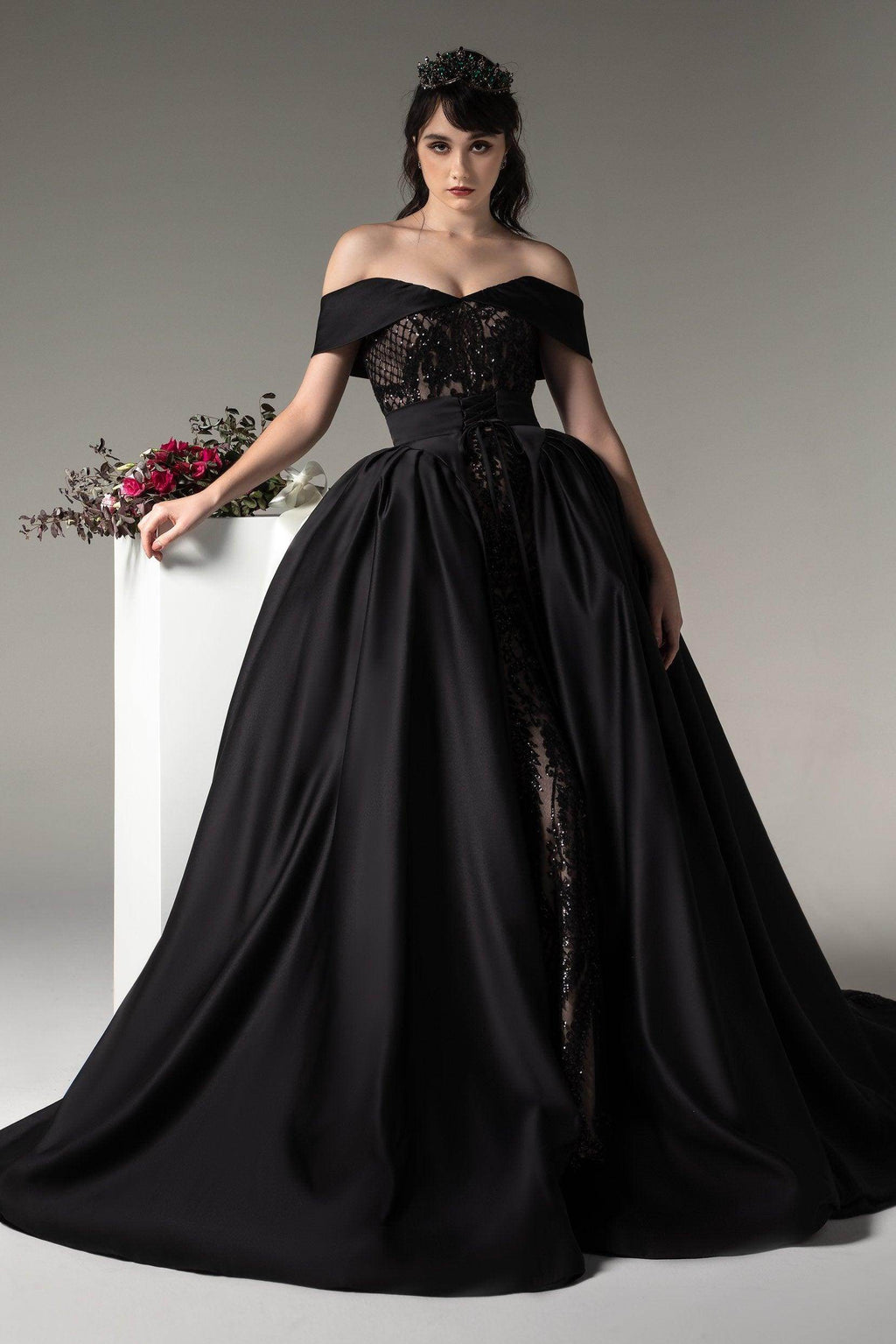 Elegant Princess Chapel Train Satin Wedding Dress Wedding Dress