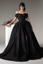 Elegant Princess Chapel Train Satin Wedding Dress Wedding Dress