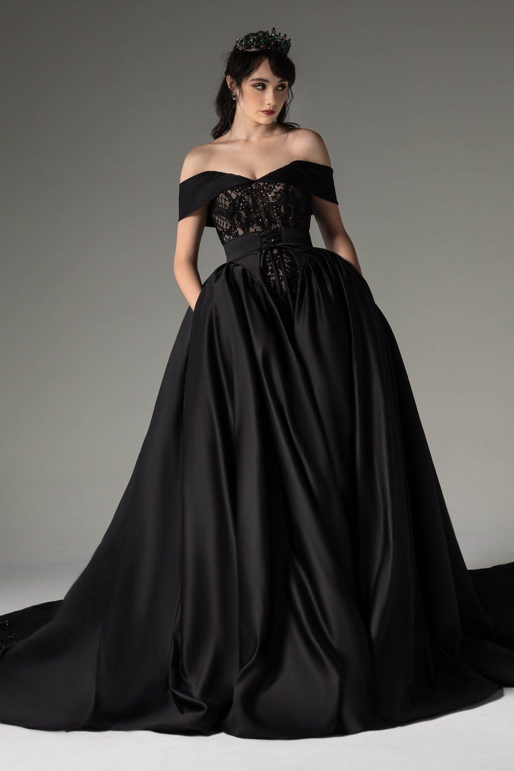 Elegant Princess Chapel Train Satin Wedding Dress Wedding Dress