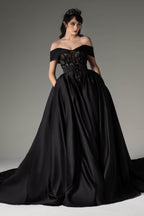 Elegant Princess Chapel Train Satin Wedding Dress Wedding Dress