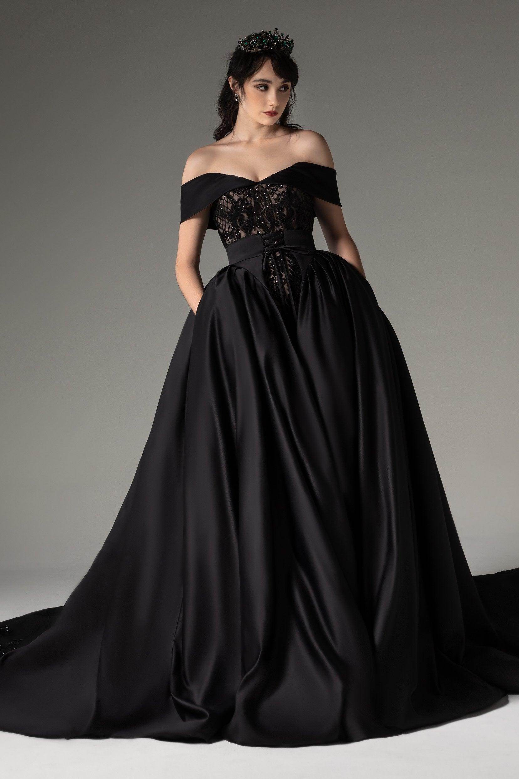 Elegant Princess Chapel Train Satin Wedding Dress Wedding Dress