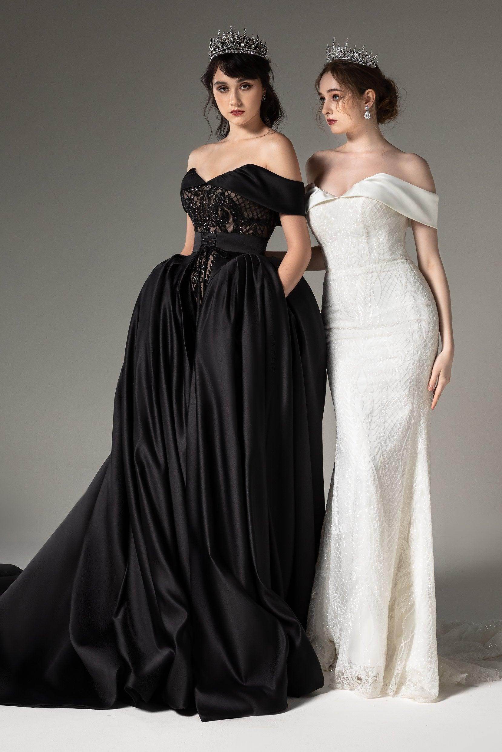 Elegant Princess Chapel Train Satin Wedding Dress Wedding Dress