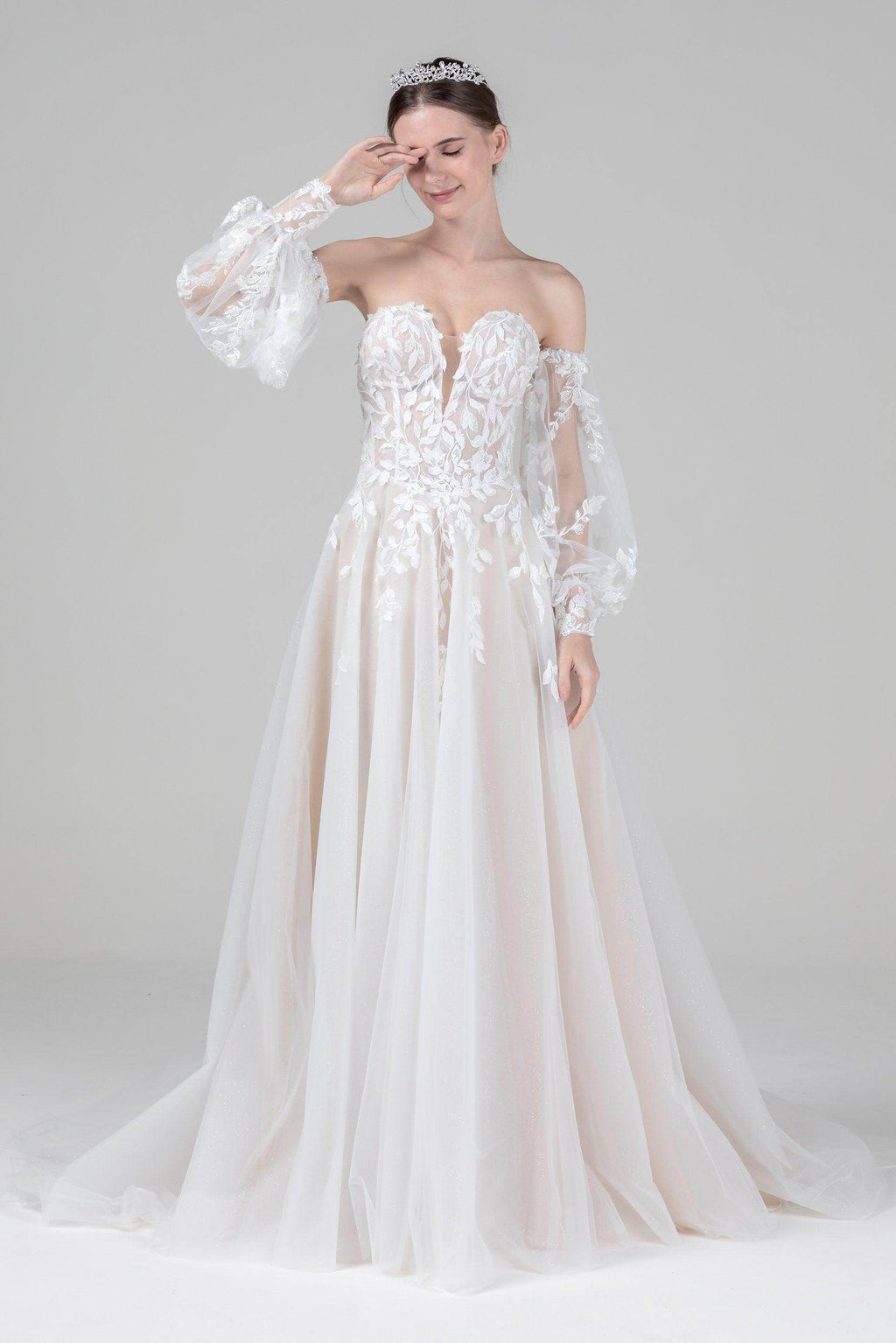 Elegant A Line Court Train Tulle Wedding Dress Wedding Dress