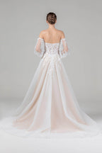Elegant A Line Court Train Tulle Wedding Dress Wedding Dress