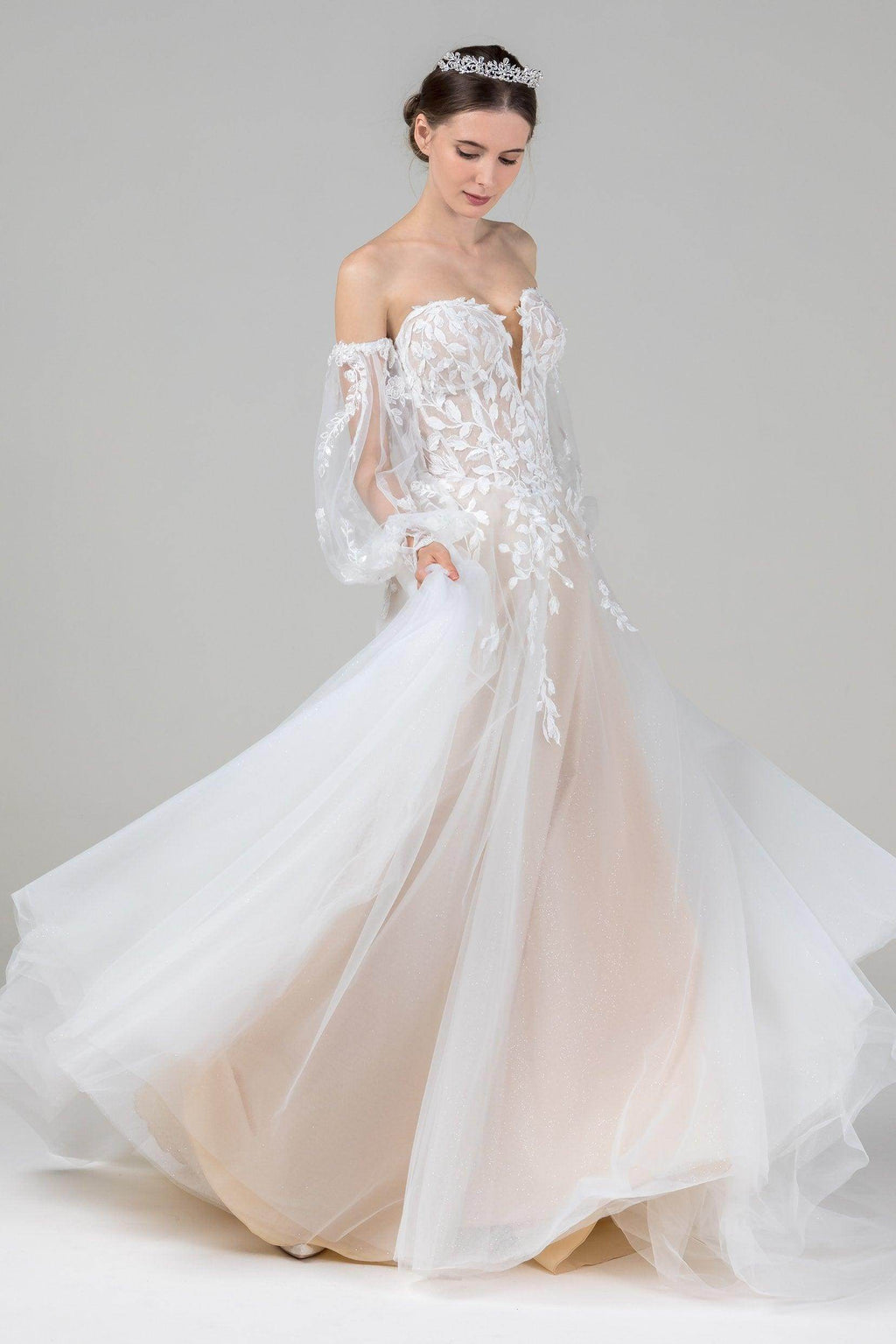 Elegant A Line Court Train Tulle Wedding Dress Wedding Dress