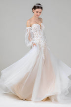 Elegant A Line Court Train Tulle Wedding Dress Wedding Dress