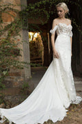 Elegant Trumpet Court Train Lace Chiffon Wedding Dress Wedding Dress