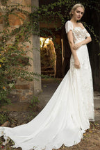Elegant Trumpet Court Train Lace Chiffon Wedding Dress Wedding Dress