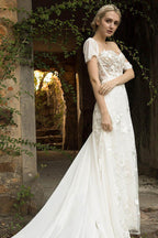 Elegant Trumpet Court Train Lace Chiffon Wedding Dress Wedding Dress