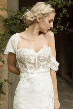 Elegant Trumpet Court Train Lace Chiffon Wedding Dress Wedding Dress