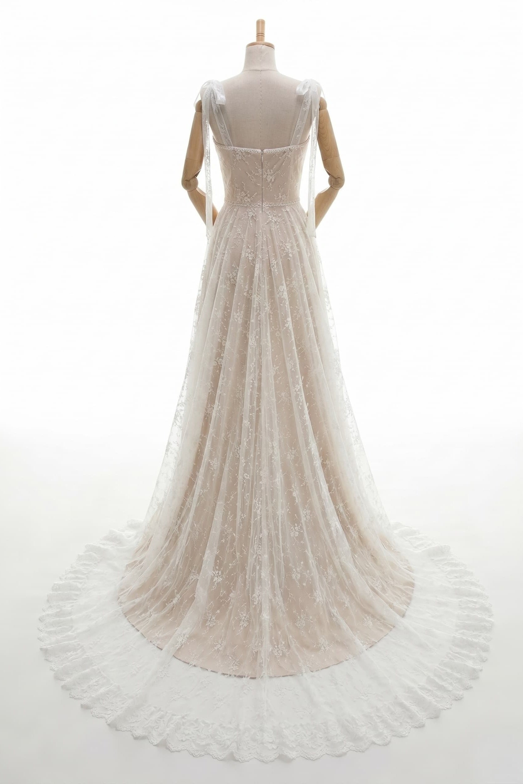 Elegant A Line Sweep Brush Train Lace Wedding Dress Wedding Dress