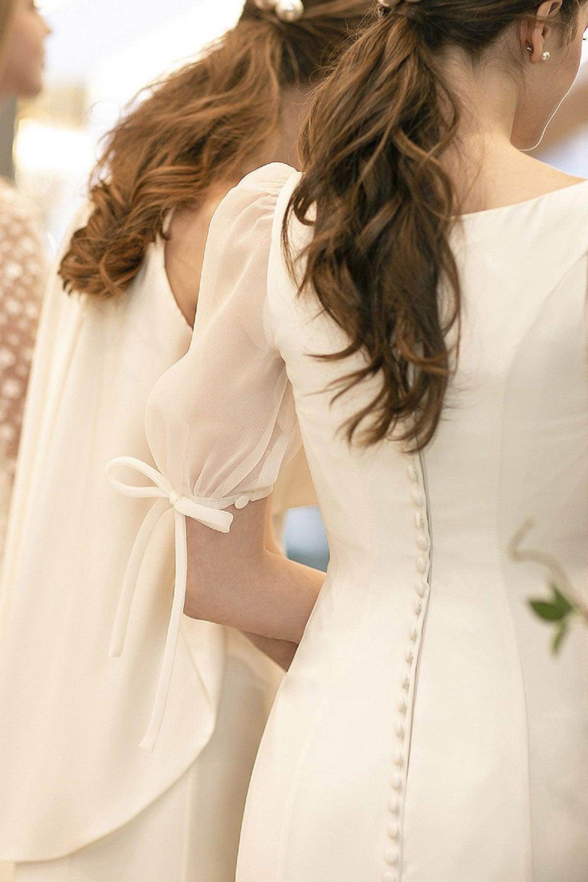 Elegant Trumpet Mermaid Sweep Brush Train Satin Wedding Dress Wedding Dress