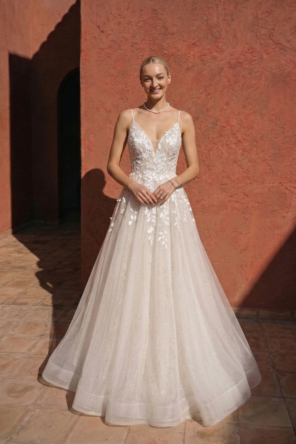 Elegant A Line Floor Length Lace Tulle Wedding Dress Wedding Dress