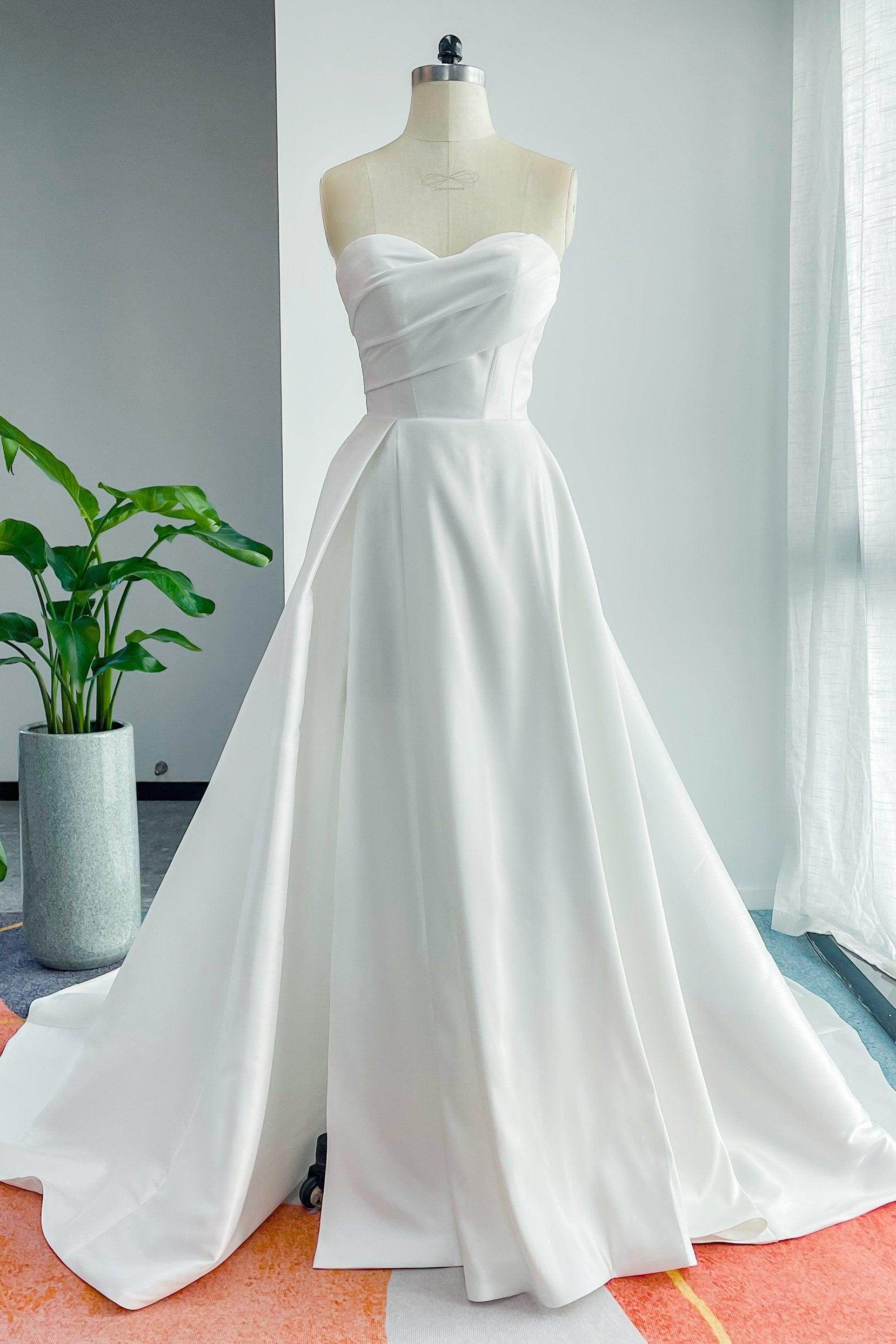 Elegant A Line Court Train Mikado Wedding Dress Wedding Dress