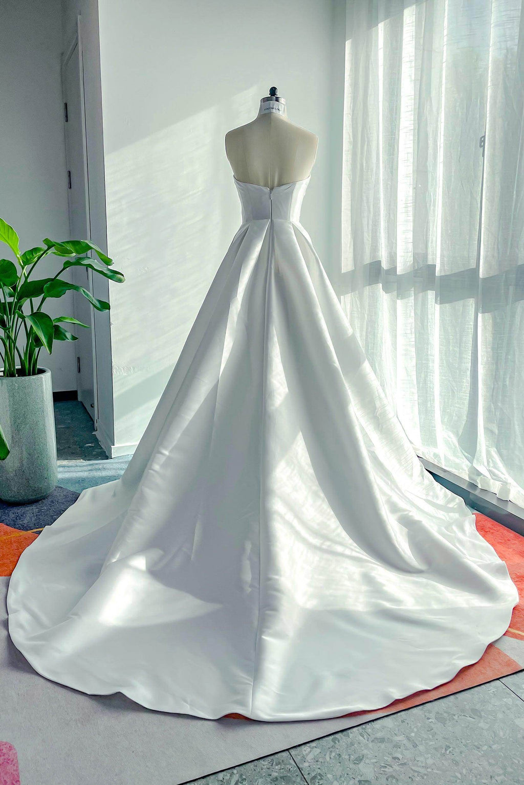 Elegant A Line Court Train Mikado Wedding Dress Wedding Dress