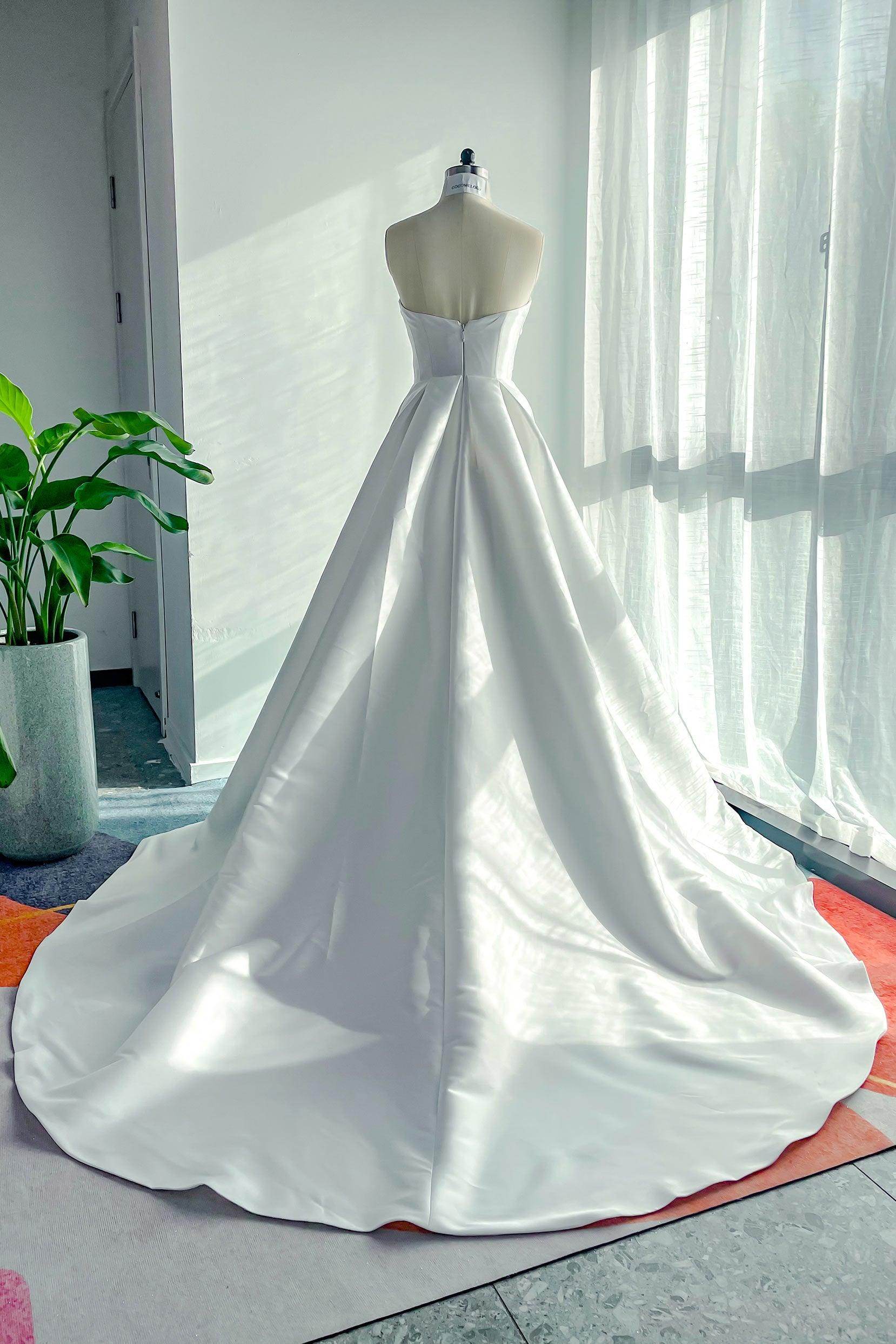 Elegant A Line Court Train Mikado Wedding Dress Wedding Dress