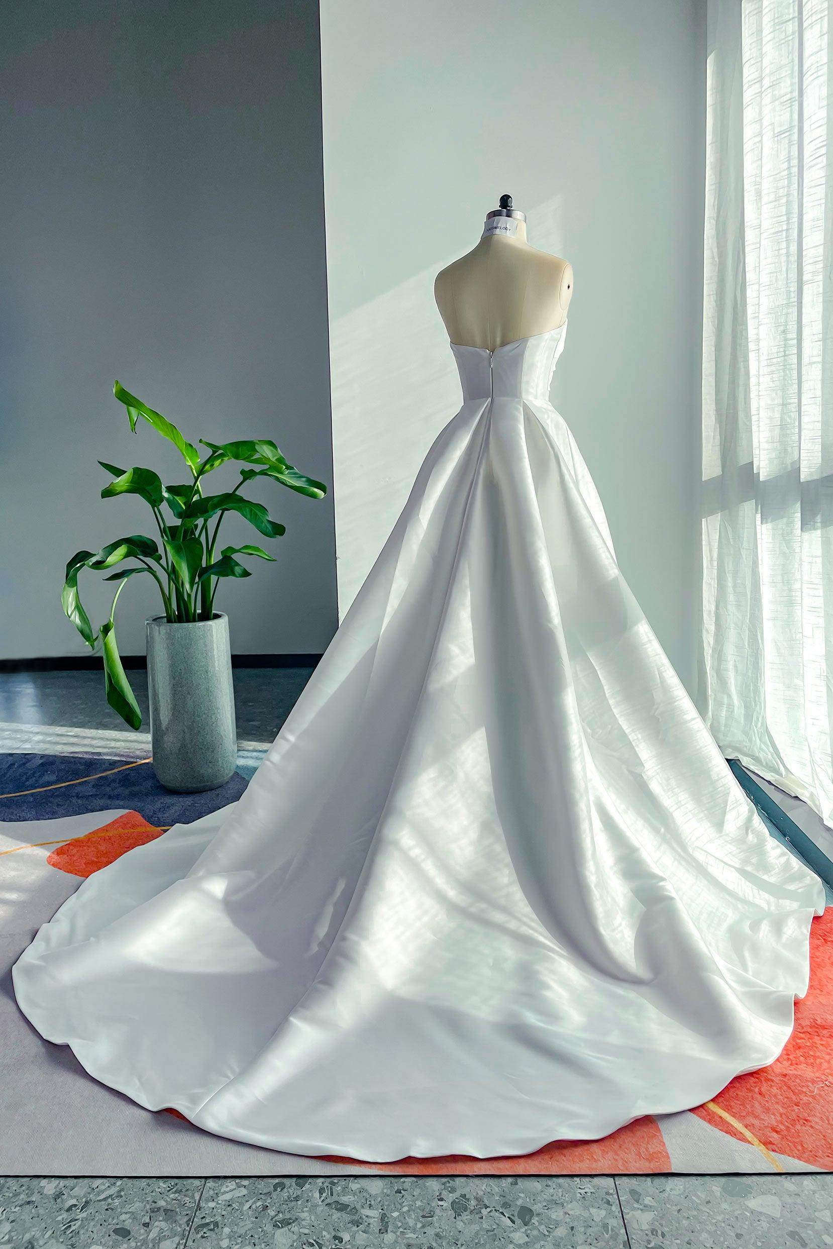 Elegant A Line Court Train Mikado Wedding Dress Wedding Dress