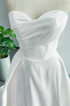 Elegant A Line Court Train Mikado Wedding Dress Wedding Dress