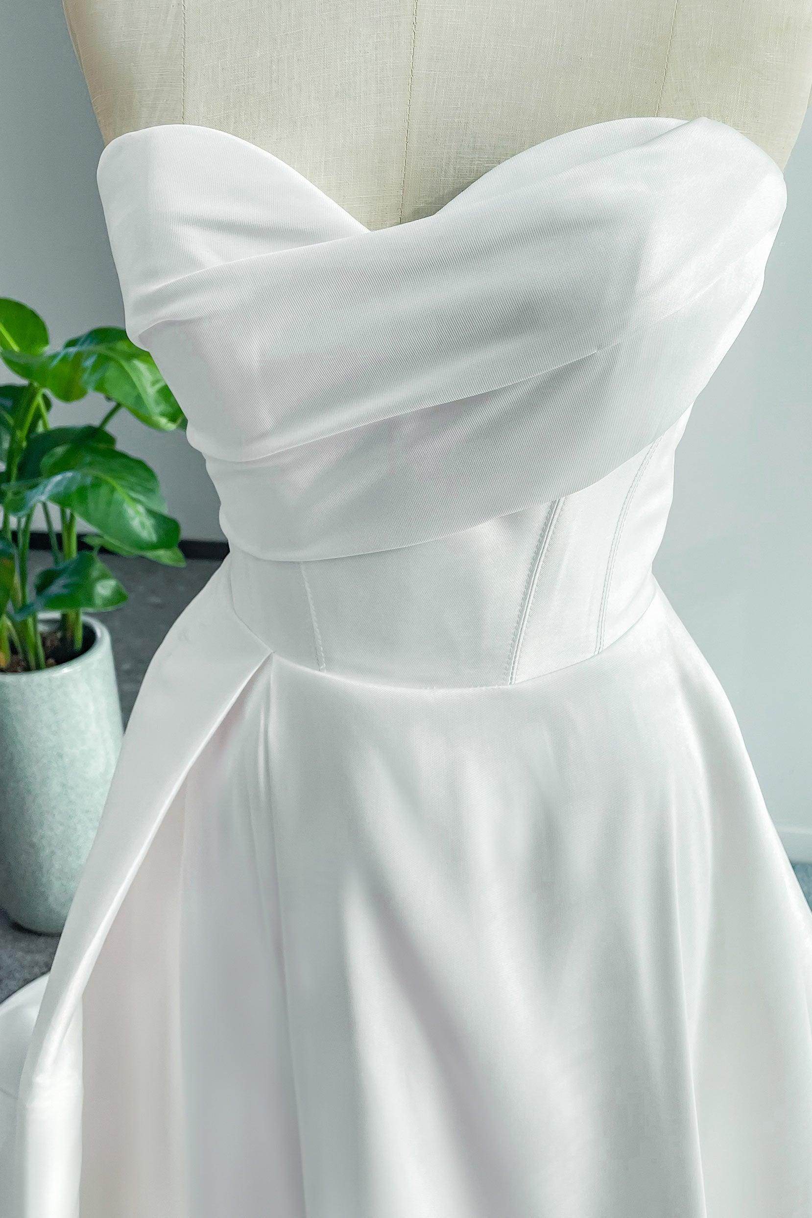 Elegant A Line Court Train Mikado Wedding Dress Wedding Dress