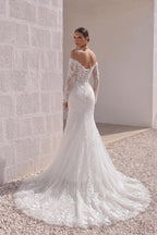 Elegant Trumpet Mermaid Chapel Train Lace Tulle Wedding Dress Wedding Dress