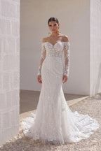 Elegant Trumpet Mermaid Chapel Train Lace Tulle Wedding Dress Wedding Dress