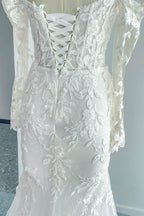 Elegant Trumpet Mermaid Chapel Train Lace Tulle Wedding Dress Wedding Dress